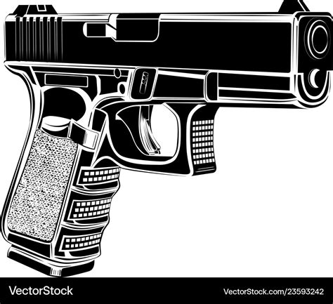 Pistol glock gun 9 caliber Royalty Free Vector Image