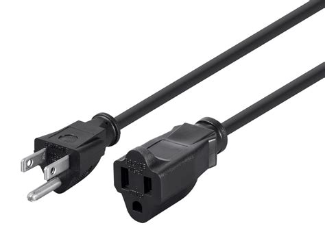 Monoprice 3-Prong Extension Cord - 2 Feet - Black | NEMA 5-15P to NEMA 5-15R, 16AWG, 13A ...