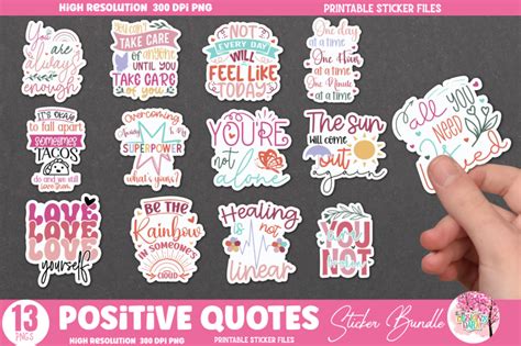 Positive Quotes Sticker Bundle By DESIGNS DARK | TheHungryJPEG