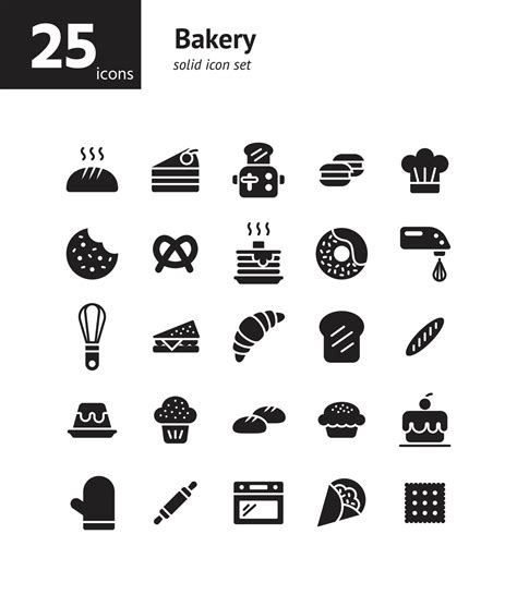 Bakery solid icon set. 3581389 Vector Art at Vecteezy