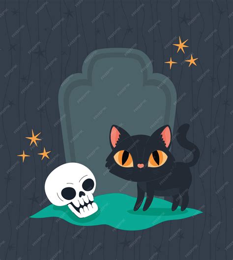 Premium Vector | Halloween cat card