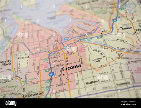 Map of city of Tacoma, WA Stock Photo - Alamy