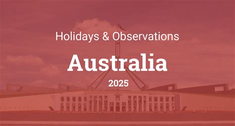 Holidays and Observances in Australia in 2025