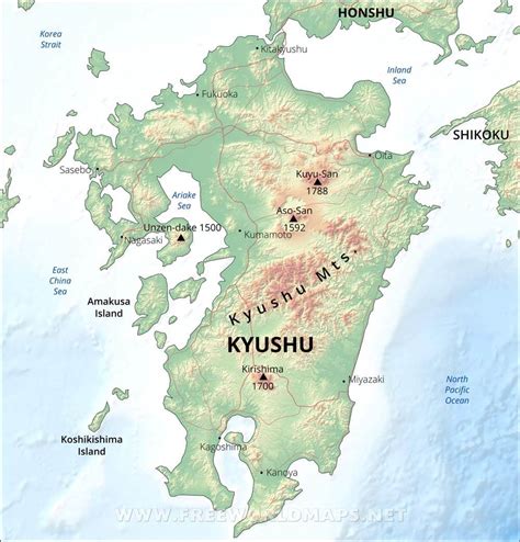 Kyushu Physical Map