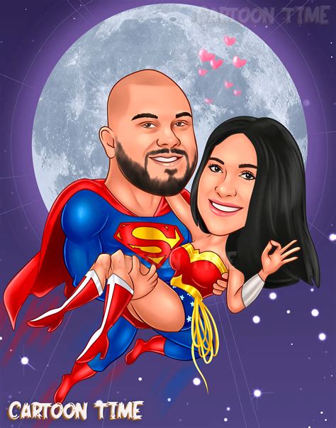 Couple Superhero Portrait Personalized Superhero Couple | Etsy