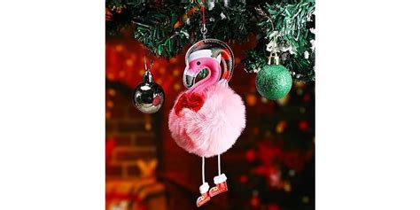 6 Pcs Christmas Pink Flamingo Ornament