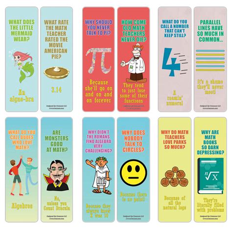 Creanoso Math Puns Bookmarks - Funny Puns and Jokes Book Page Clippers