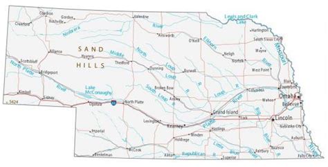 Nebraska Lakes and Rivers Map - GIS Geography