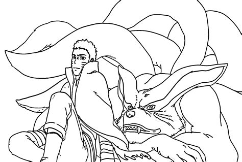 Kurama and Naruto Coloring Page - Free Printable Coloring Pages