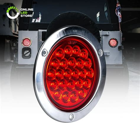 4" Inch Round LED Trailer Tail Lights [DOT Certified] [Stainless Steel Chrome Bezel] [Connector ...