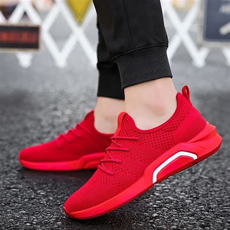 Hot Sale Men 2018 Red Running Shoes Breathable Men Sport Shoes Fitness sneakers outdoor Trainers ...