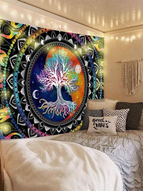 Tree & Mandala Print Tapestry | Tapestry, Printed tapestries, Wall tapestry