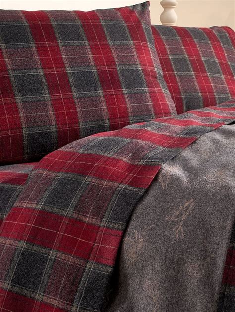 Heathered Plaid Double Flannel Blanket | Plaid sheets, Plaid bedding ...