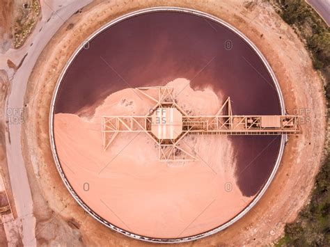 Abstract aerial view of tailings ponds for mining in Western Australia. stock photo - OFFSET