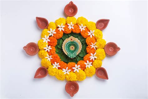 Diwali Rangoli Designs With Flowers