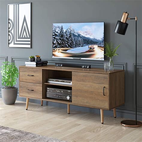 Homfa TV Cabinet Media Console Table, Wood TV Stand for Tvs Up to 60 Inches, Modern ...