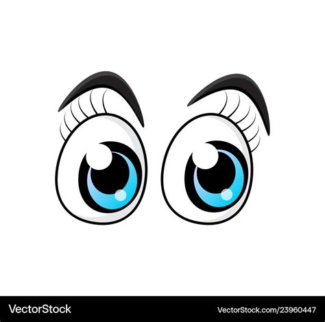 Blue cartoon character eyes with eyelashes Vector Image