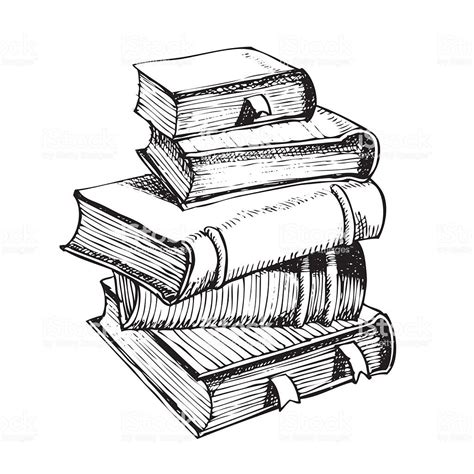 vector hand pen drawing of pile of books | Book drawing, Pen drawing ...