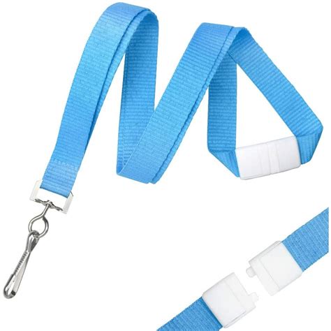 Bulk 100 Pack - Bright Wide Sky Blue Lanyards for Name Badges with Safety Breakaway Neck Clasp ...