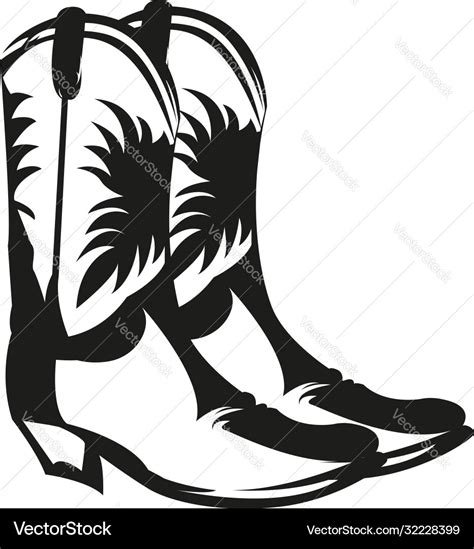 Silhouette cowgirl or cowboy boots in black Vector Image