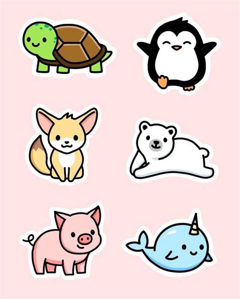 Cute Animal Sticker Pack 1 Sticker by littlemandyart | Cute easy ...