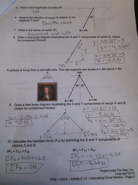 Force Vectors Worksheet