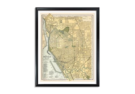 Buffalo City Map Vintage Poster Print on Matte Paper Decorative Antique Wall City Street Map of ...