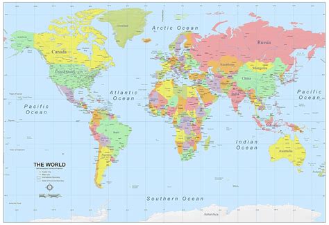 World Map, Atlas, Geography, Political Quality Poster in All sizes: Amazon.co.uk: Kitchen & Home