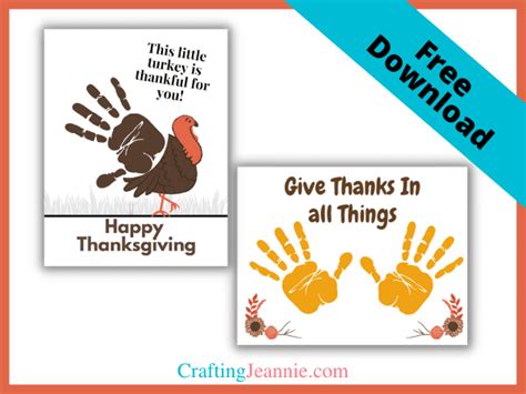 Toddler Thanksgiving Craft (Free Handprint Printable) - Crafting Jeannie