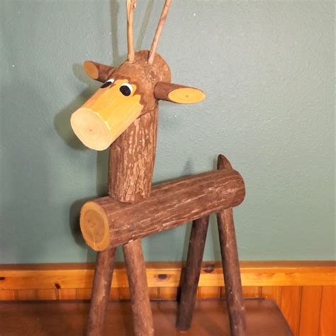 Log Reindeer - Etsy