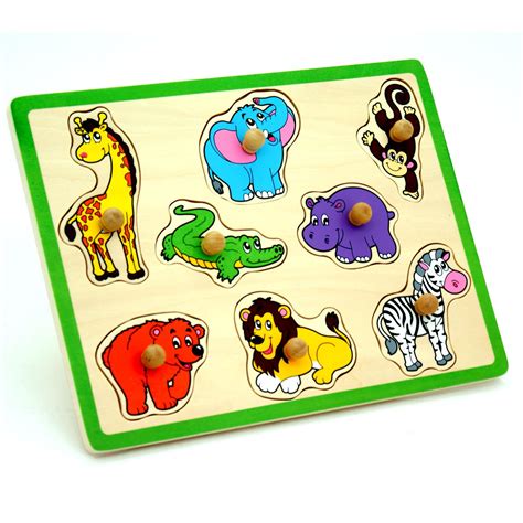 Wooden Wild Animals Chunky Peg Puzzle - Wrap Your Love