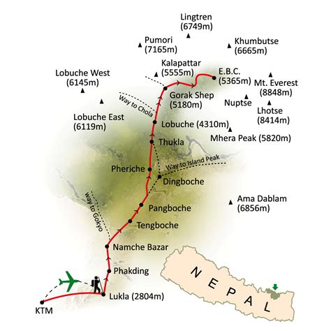 Mount Everest Maps, Map of Mount Everest Base Camp