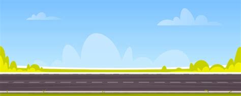 Premium Vector | Straight empty road through blue sky meadow