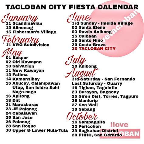 I Love Tacloban - LOOK: Tacloban City Fiesta Calendar...