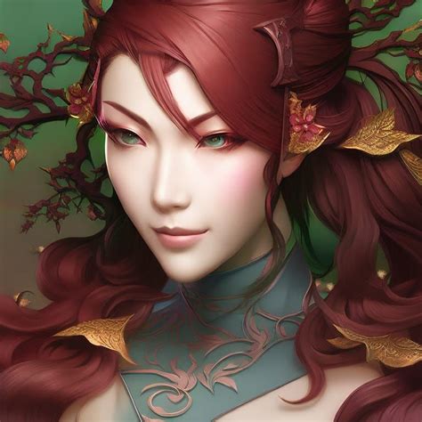 Jade organic japanese maple tree head and shoulders portrait, 8k resolution concept art portrait ...