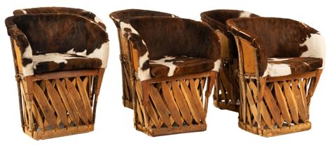 Set of (6) Cow Hide Equipale Chairs | Vogt Auction