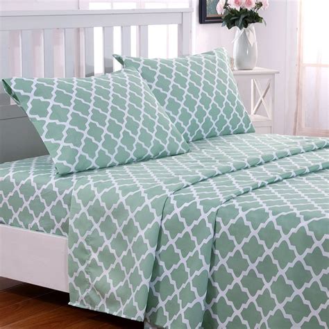 Lux Decor Collection Quatrefoil Bed Sheet Set (Twin, Sage), (3 Piece) Deep Pocket 1800 Series ...