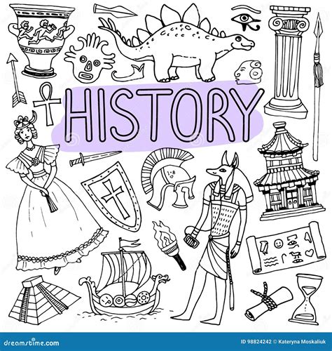 History Doodles With Lettering. Cartoon Vector | CartoonDealer.com ...