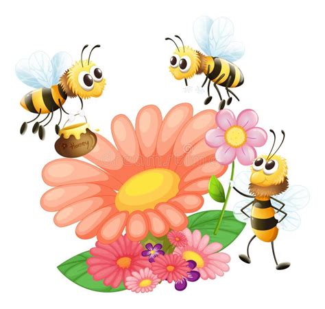 Las Abejas Vuelan De Una Ejecución De La Colmena De Una Rama De árbol Ilustración del Vector ...