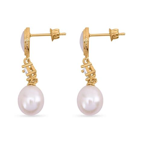 Buy Freshwater Pearl and Multi Gemstone Earrings in Goldtone 0.30 ctw ...