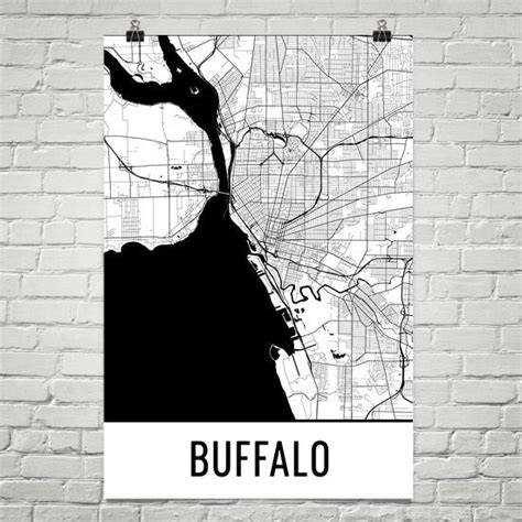 Buffalo NY Street Map Poster - Wall Print by Modern Map Art