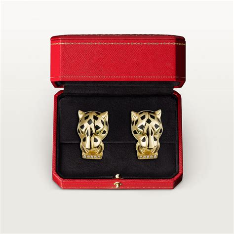 CRB8044700 - Panthère de Cartier earrings - Yellow gold, lacquer, diamonds, tsavorite garnets ...