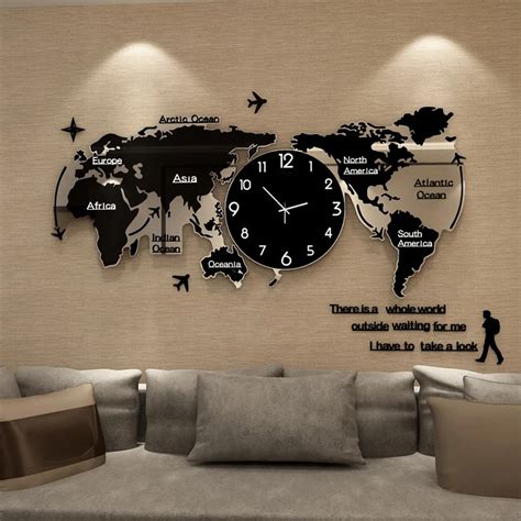 Aliexpress.com : Buy World Map Large Wall Clock Modern Design 3D ...