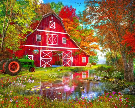 Autumn at the Old Barn, 1000 Pieces, Vermont Christmas Company | Puzzle Warehouse