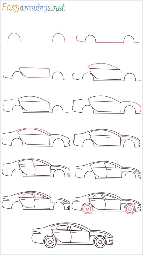 How To Draw A Car Step by Step - [13 Easy Phase] + [Video] | Car ...