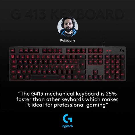 LOGITECH G413 CARBON MECHANICAL BACKLIT GAMING KEYBOARD 920-008313