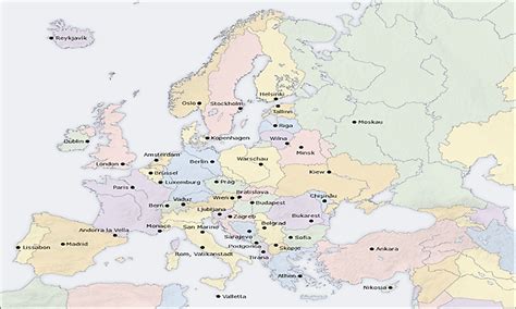 Map Of Europe With Capitals