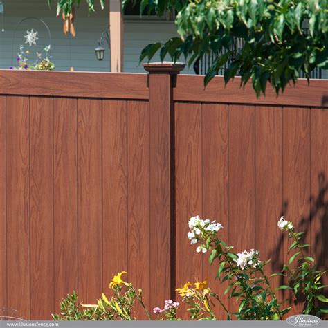 Rosewood Wood Grain Illusions PVC Vinyl Privacy Fence | Illusions Fence