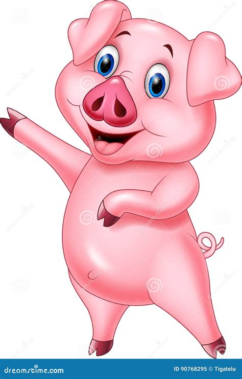 Cartoon Pig Pointing Isolated On White Background | CartoonDealer.com #90768295