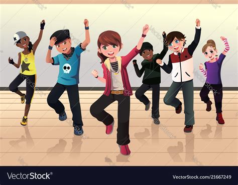 Kids in hip hop dance class Royalty Free Vector Image